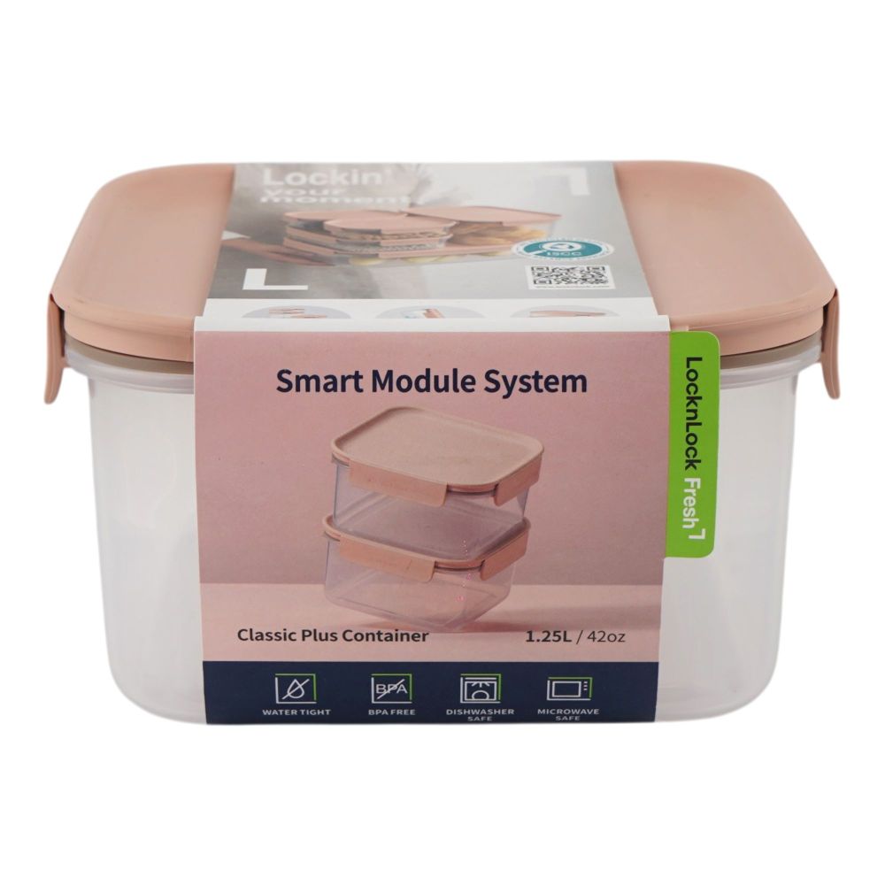 Lock & Lock Classic Plus Rectangular Container, BPA Free, 1.25 Liter, LLHPL452PIK - Image 2
