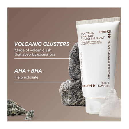 Innisfree Volcanic BHA Pore Cleansing Foam, Glycolid + Salicylic Acid, Paraben & Sulfates Free, For Combination & Oily, 150g - Image 4