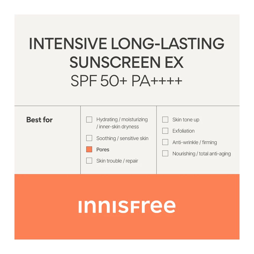 Innisfree Intensive Long-Lasting Sunscreen Ex, Vegan, Water Resistant, SPF50+ PA+++ 60ml - Image 7