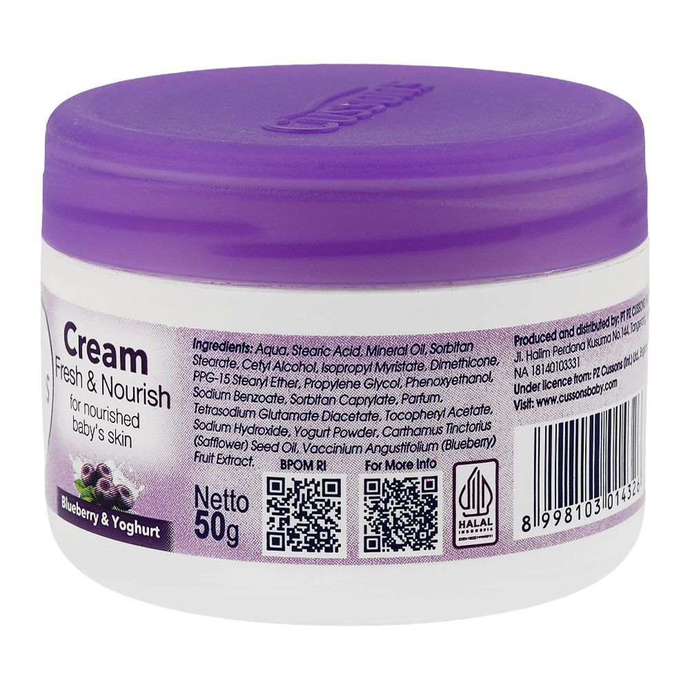 Cussons Baby Fresh & Nourish Blueberry & Yoghurt Cream, 50g - Image 2