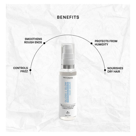 Treatments Gloss & Glow Hair Serum, Dimethiconol & Dimethicone, For Dry & Frizzy Hair, 50ml - Image 2