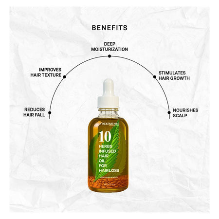 Treatments 10 Herbs Infused Hair Oil, Shikakai, Aloe Vera, For Hair Loss, 100ml - Image 2