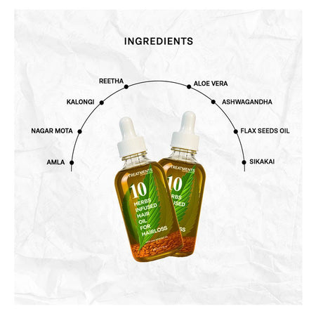 Treatments 10 Herbs Infused Hair Oil, Shikakai, Aloe Vera, For Hair Loss, 100ml - Image 3