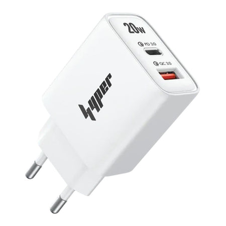 Yolo Hyper 20W PD& QC Super-Fast Charger, 1 X USB-A & 1 X USB-C Port, With Cable, White, Y-201I - Main Image