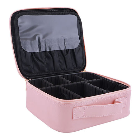AJF Makeup Organizer with LED Mirror, Pink - Image 2
