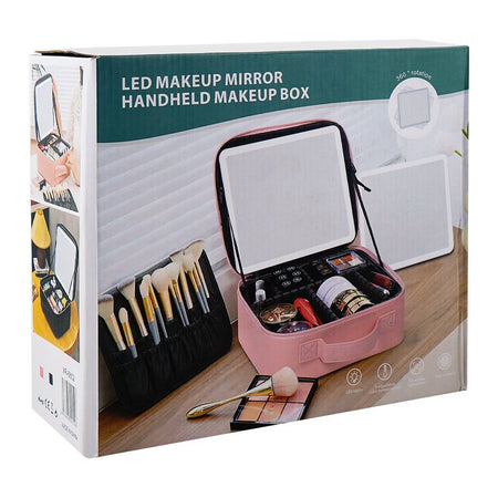 AJF Makeup Organizer with LED Mirror, Pink - Image 3