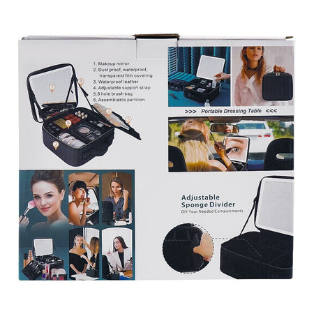 AJF Makeup Organizer with LED Mirror, Black - Image 4