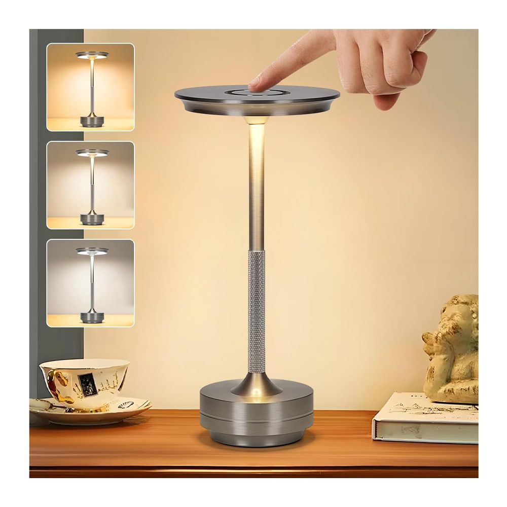 AJF LED Charging Metal Lamp, 4000mAh Battery, IP54 Waterproof, Silver - Main Image