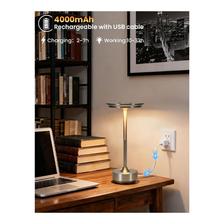 AJF LED Charging Metal Lamp, 4000mAh Battery, IP54 Waterproof, Silver - Image 2