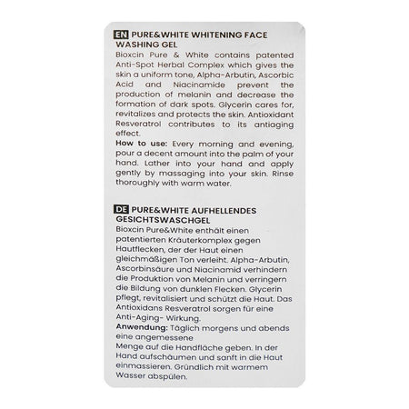 Bioxcin Pure & White Face Washing Gel, Niacinamide & Ascorbic Acid, For All Types Of Skin, 100ml - Image 4