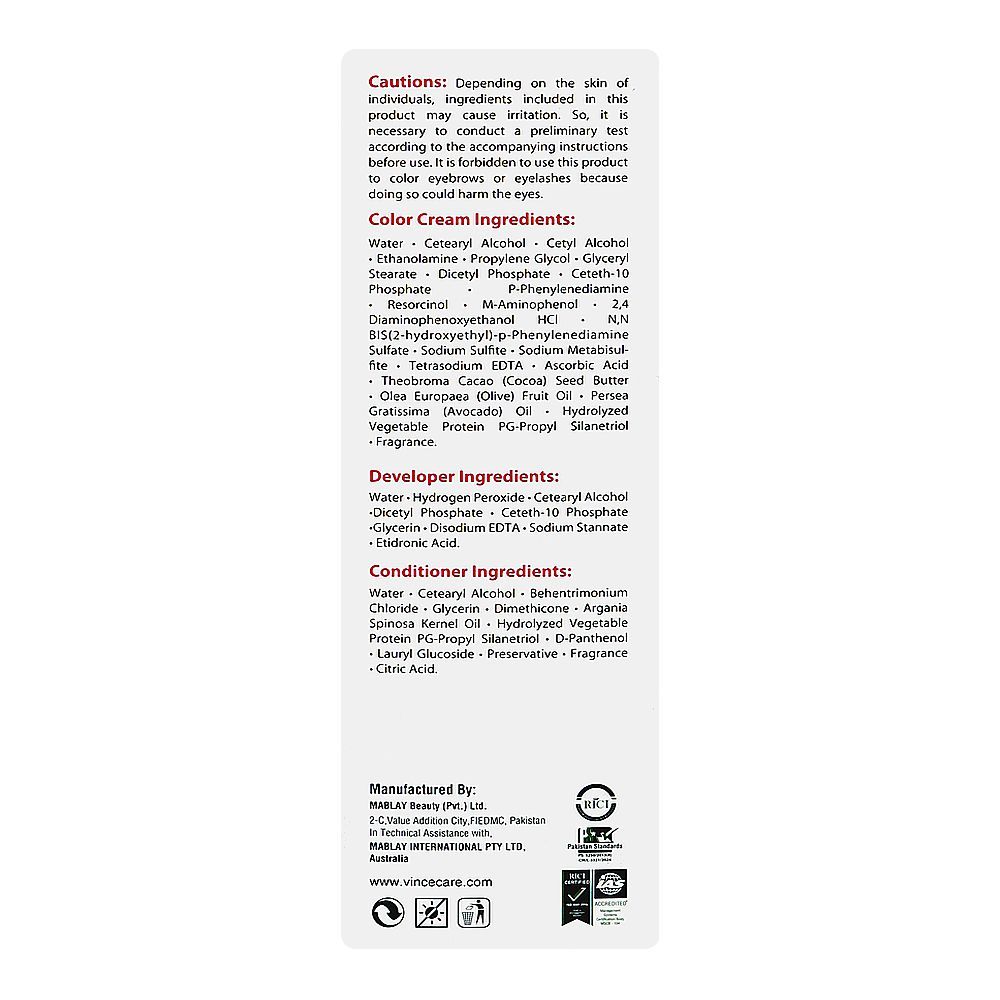 Vince Nurtural Keratin Rich Colour Ammonia Free Women Hair Color, 2.0 Natural Black - Image 4