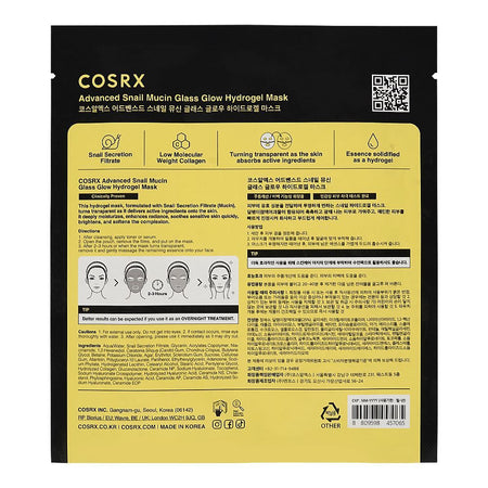 COSRX Advanced Snail Mucin Glass Glow Hydrogel Mask, Hyaluronic Acid, For Radiant Skin, 34g - Image 2