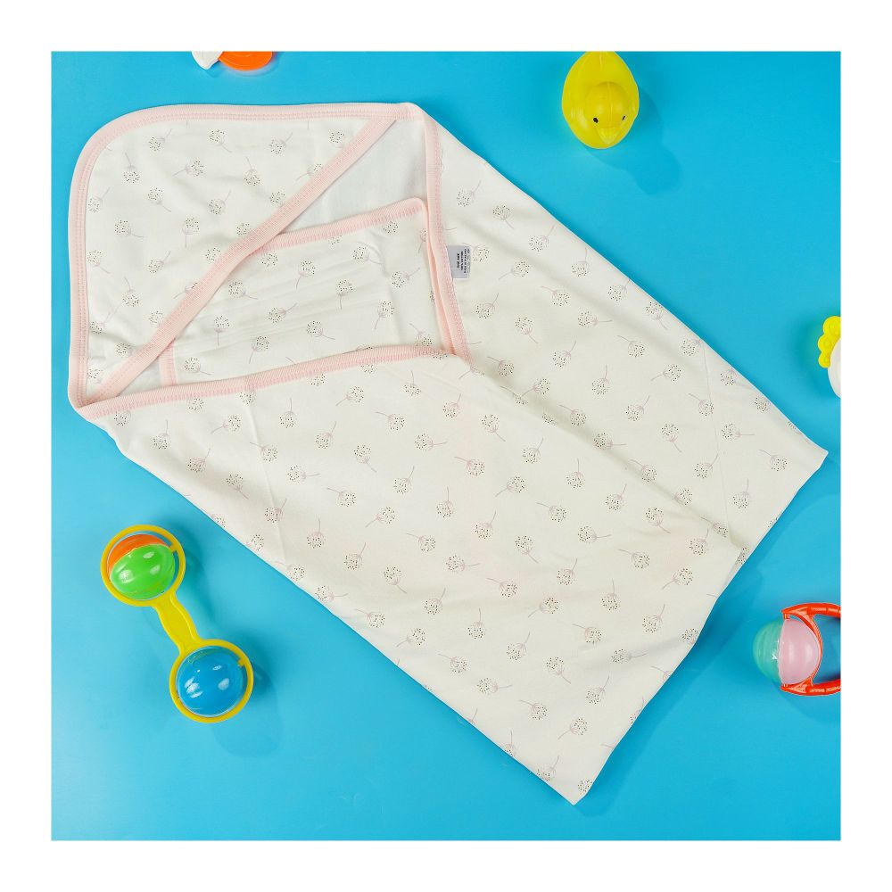 TG Kids Center Baby Hanger Wrapping Sheet, Tea Pink White Flowers - Main Image