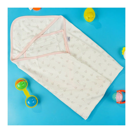TG Kids Center Baby Hanger Wrapping Sheet, Tea Pink White Flowers - Main Image