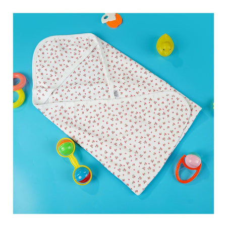 TG Kids Center Baby Hanger Wrapping Sheet, White & Red Flowers - Main Image