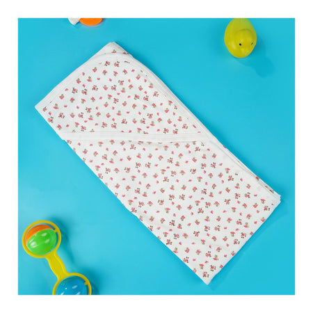 TG Kids Center Baby Hanger Wrapping Sheet, White & Red Flowers - Image 2