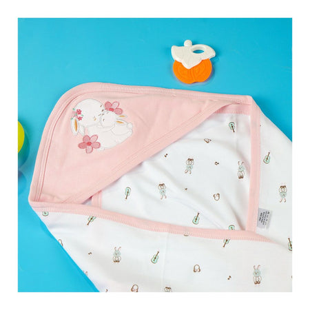 TG Kids Center Baby Hanger Wrapping Sheet, White Tea Pink Bear - Image 3