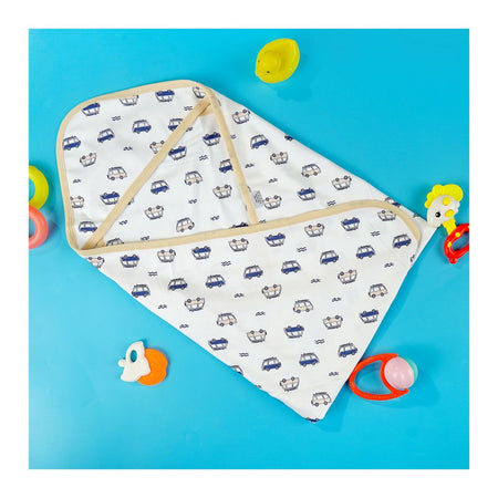 TG Kids Center Baby Hanger Wrapping Sheet, White Beach Van - Main Image