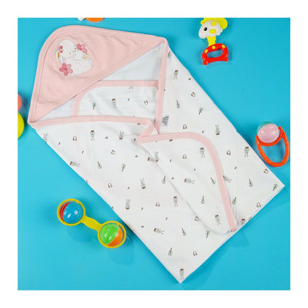 TG Kids Center Baby Hanger Wrapping Sheet, Pink White Bear Music - Main Image