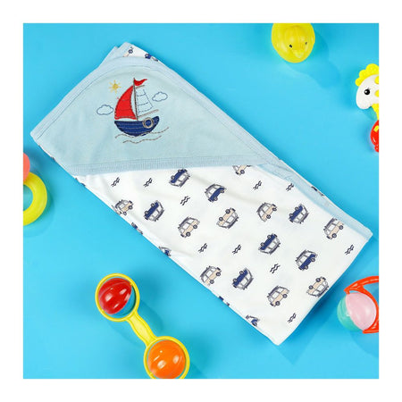 TG Kids Center Baby Hanger Wrapping Sheet, Sky Blue Ship - Image 2
