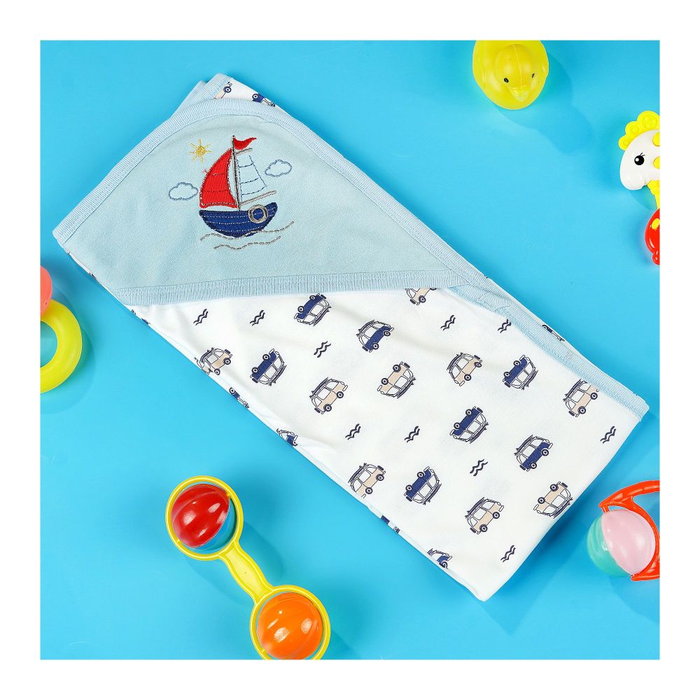 TG Kids Center Baby Hanger Wrapping Sheet, Sky Blue Ship - Image 2
