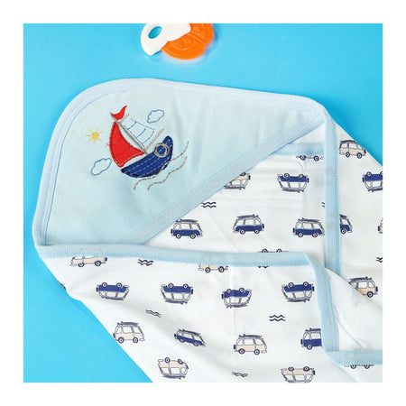 TG Kids Center Baby Hanger Wrapping Sheet, Sky Blue Ship - Image 3