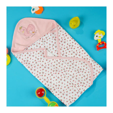 TG Kids Center Baby Hanger Wrapping Sheet, Pink White Flowers Duck - Main Image