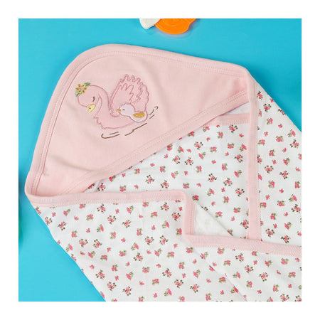 TG Kids Center Baby Hanger Wrapping Sheet, Pink White Flowers Duck - Image 3