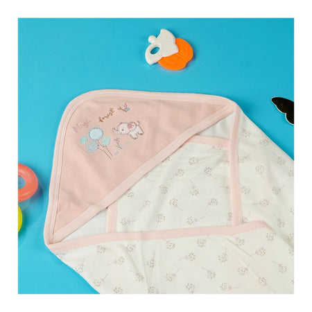 TG Kids Center Baby Hanger Wrapping Sheet, Pink White Elephant - Image 3
