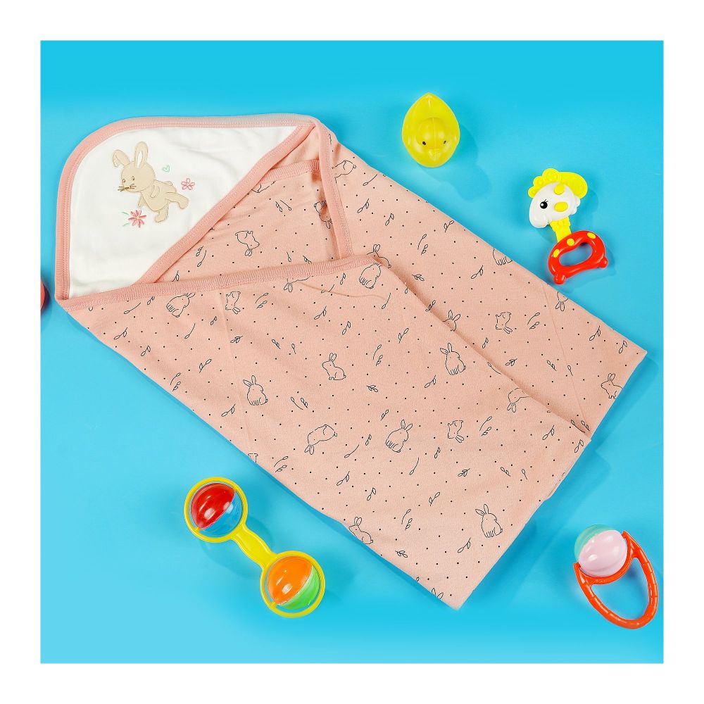 TG Kids Center Baby Hanger Wrapping Sheet, Rust White Rabbit - Main Image