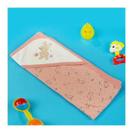 TG Kids Center Baby Hanger Wrapping Sheet, Rust White Rabbit - Image 2