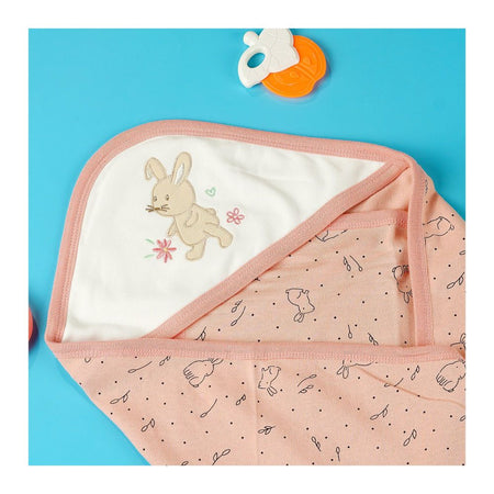 TG Kids Center Baby Hanger Wrapping Sheet, Rust White Rabbit - Image 3