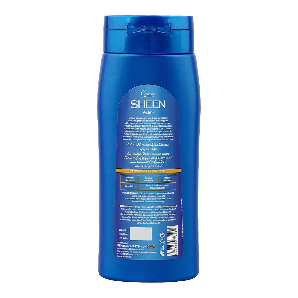 Caresse Sheen Hair Care Dandruff Control Shampoo, Aloe Vera, Coconut Oil, For All Types Of Hair, 180ml - Image 2