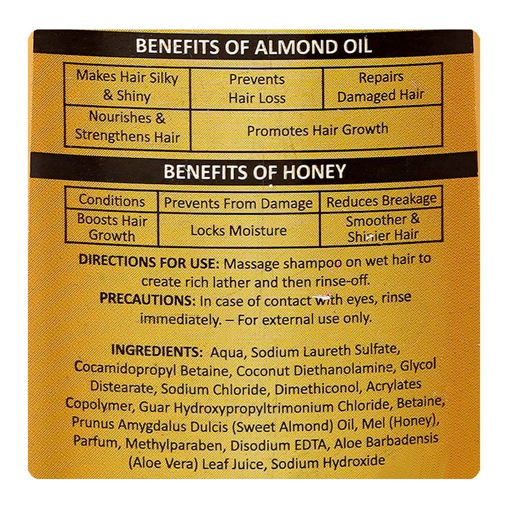 Caresse Sheen Hair Care Thick & Long Shampoo, Almond Oil, Honey, For Weak & Thin Hair, 180ml - Image 3