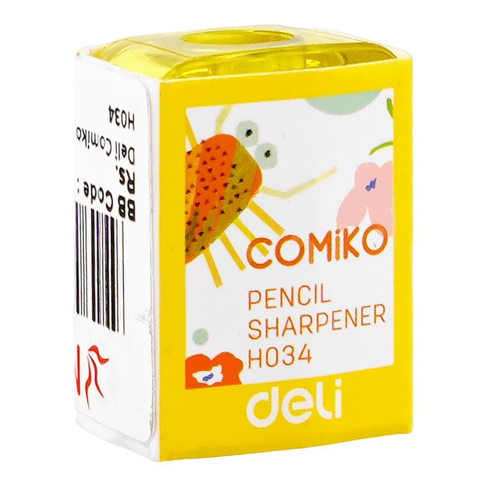 Deli Comiko Pencil Sharpner, Yellow, H034 - Image 2