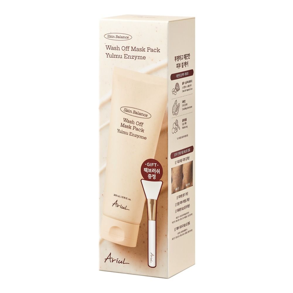 Ariul Skin Balance Wash Off Mask Pack Yulmu Enzyme + Pack Brush, Vitamin E & Hyaluronic Acid, For Dry & Sensitive Skin, 200ml - Main Image
