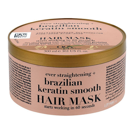 OGX Ever Straightening + Brazilian Keratin Smooth Hair Mask, Citric Acid, Glycerin, For Dry & Frizzy Hair, 300ml - Image 3