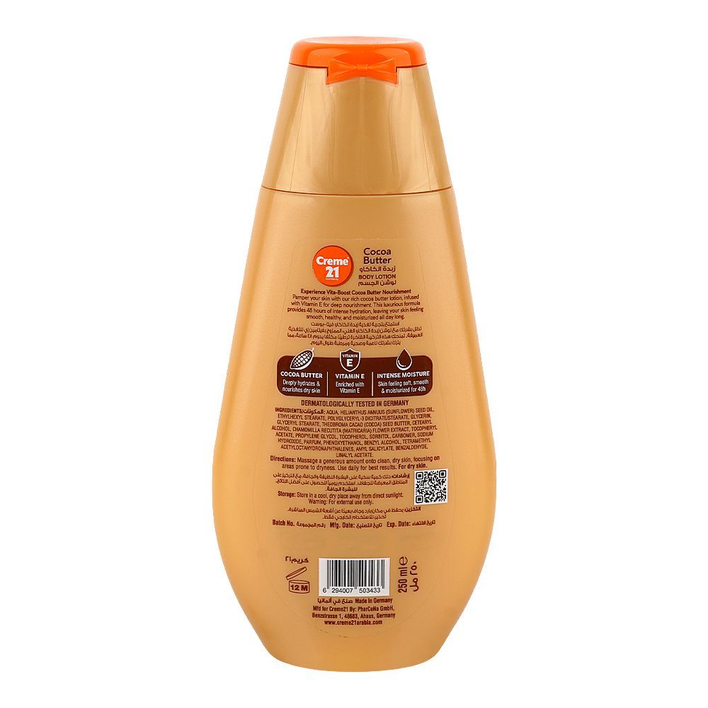 Creme 21 Cocoa Butter 48H Moisture Body Lotion, Vitamin E, 250ml - Image 2