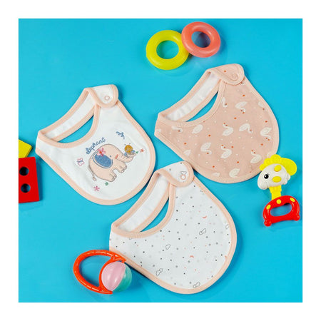 TG Kids Center Bib, Peach White Elephant, 3-Pack - Image 2