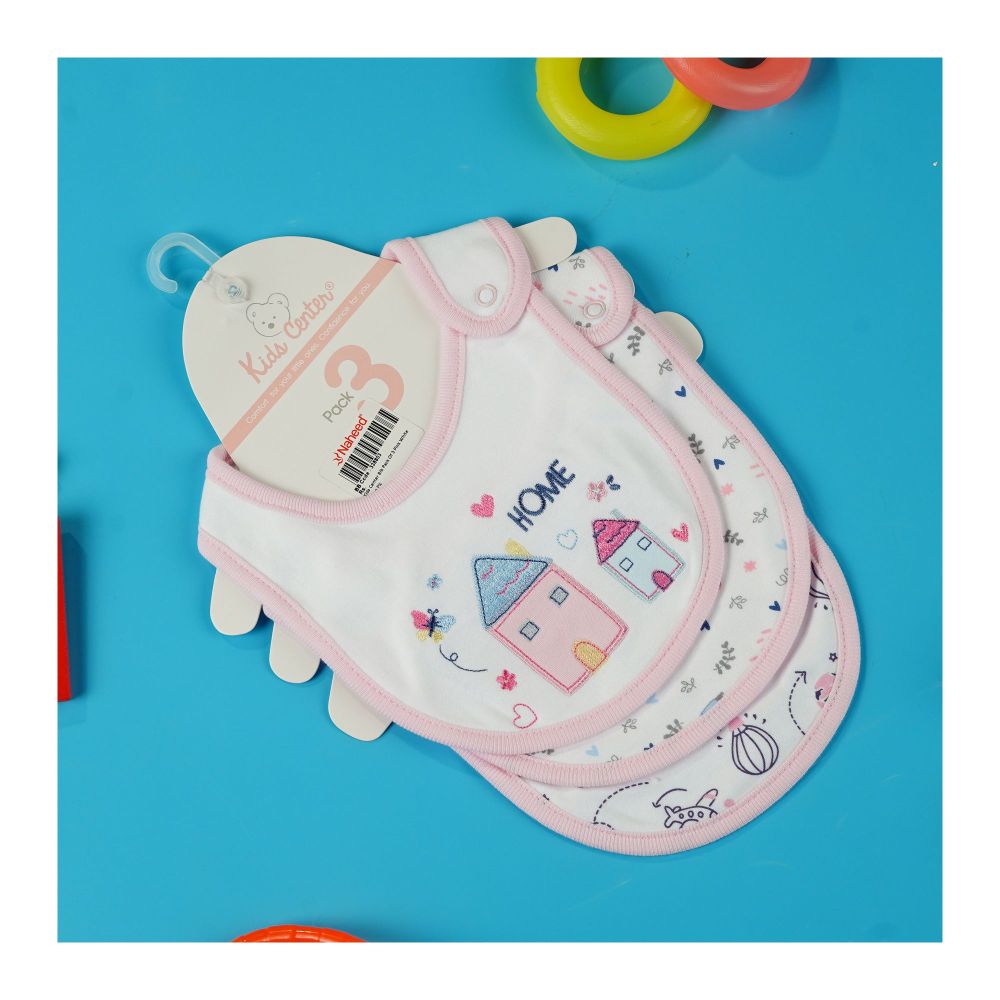 TG Kids Center Bib, Pink White Home Pic, 3-Pack - Main Image