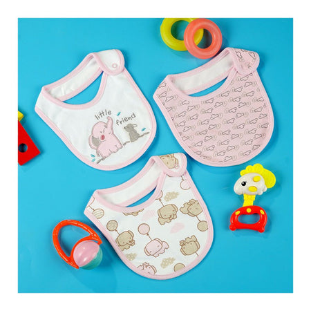 TG Kids Center Bib, Baby Pink White Little Friend, 3-Pack - Image 2