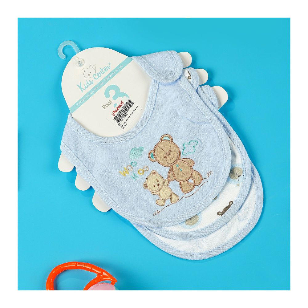 TG Kids Center Bib, Sky Blue Woo Boo Bear, 3-Pack - Main Image