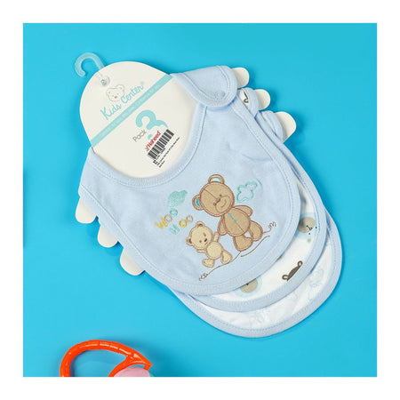 TG Kids Center Bib, Sky Blue Woo Boo Bear, 3-Pack - Main Image