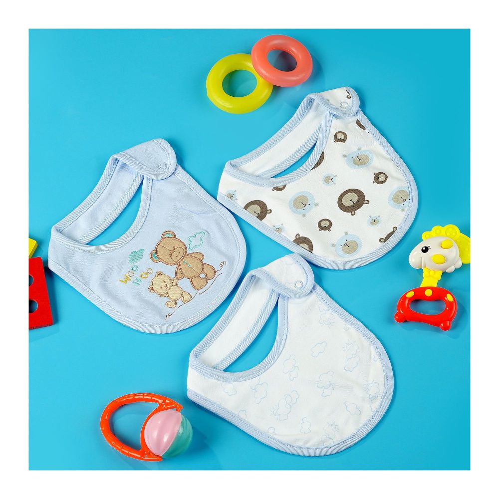 TG Kids Center Bib, Sky Blue Woo Boo Bear, 3-Pack - Image 2