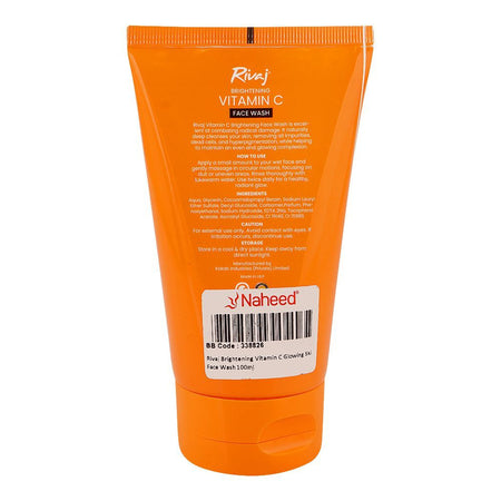 Rivaj UK Brightening Vitamin C Glowing Skin Face Wash, Glycerin, 100ml - Image 2