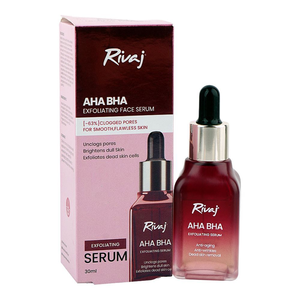 Rivaj UK AHA BHA Exfoliating Face Serum, Glycerin, Salicylic Acid, For Radiant Skin, 30ml - Main Image