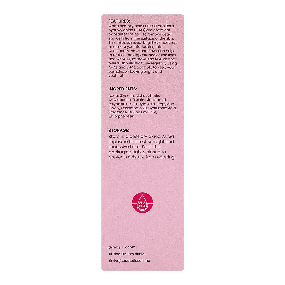 Rivaj UK AHA BHA Exfoliating Face Serum, Glycerin, Salicylic Acid, For Radiant Skin, 30ml - Image 3
