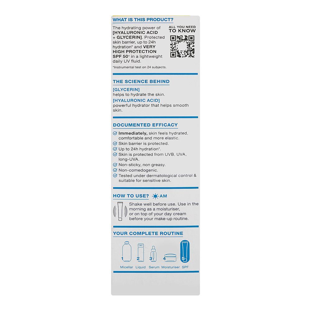 Garnier Hyaluron Barrier Protect Daily UV Fluid Invisible Serum, SPF 50+ Hyaluronic Acid & Glycerin, For All Types Of Skin, 40ml - Image 2