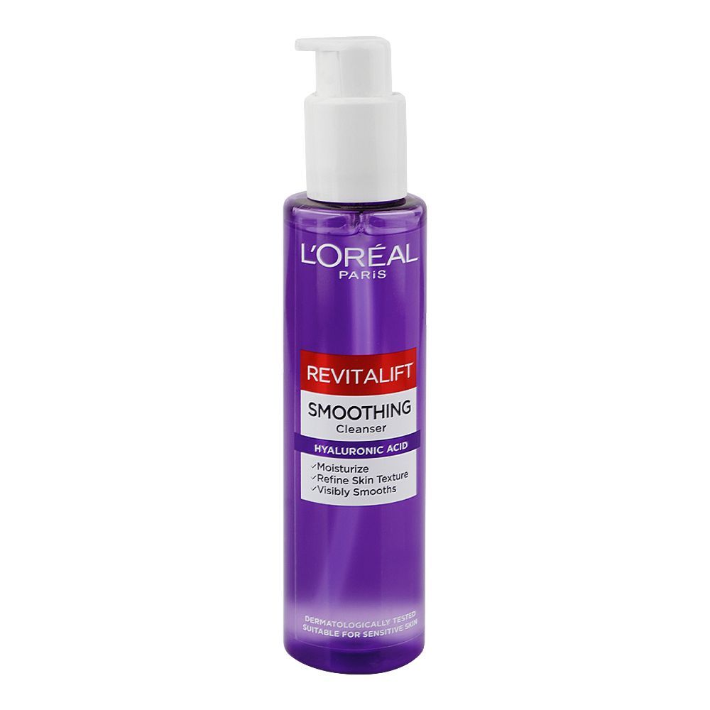 L'Oreal Paris Revitalift Hyluronic Acid Smoothing Cleanser, Hyaluronic Acid, Salicylic Acid, For All Types Of Skin, 150ml - Main Image