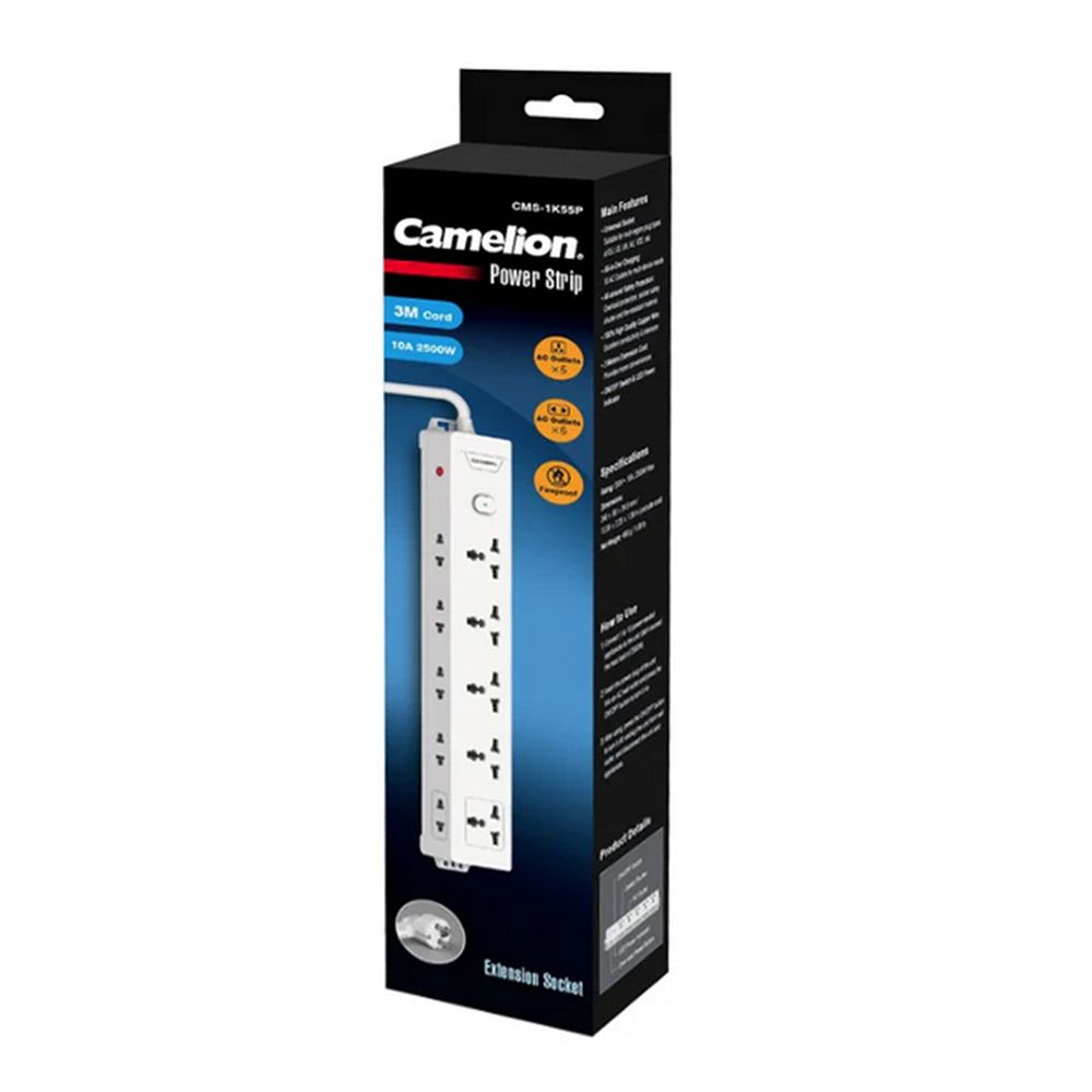 Camelion Extension Wire, 10 X AC Outlets With 3 Meter Cord, CMS-1K55-P - Image 2